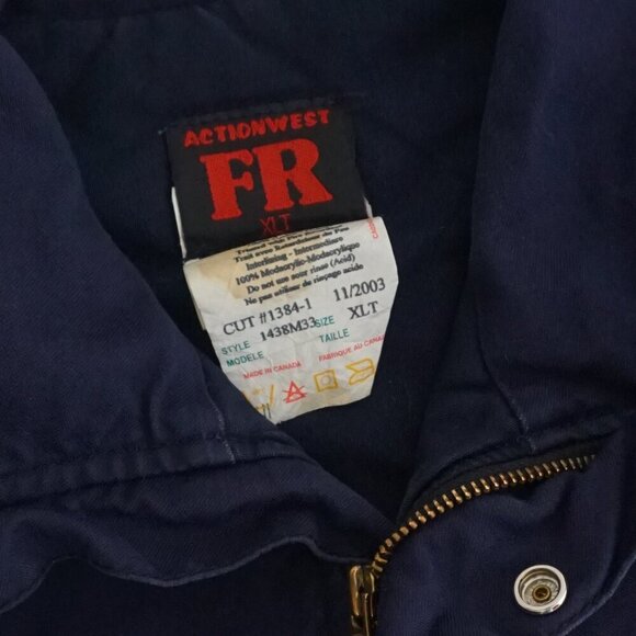 VTG '03 Dale FR Anti Flame Action West Navy Heavyweight Cotton Zip Up Vest XLT - Picture 8 of 9